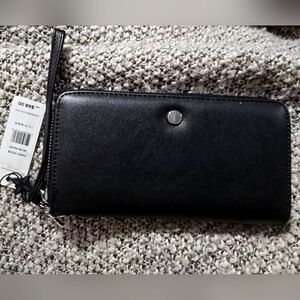 BCBG Black Leather Wristlet Wallet